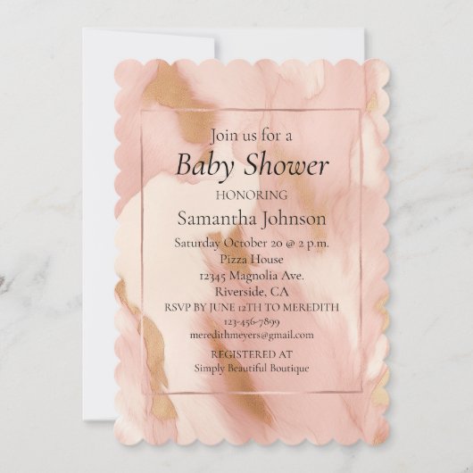 赤面ピンク牛アニマルプリント 招待状 (正面)