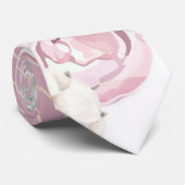 赤面ピンク牡丹と綿のストライプ花婿結婚の ネクタイ (ロール)