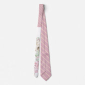 赤面ピンク牡丹と綿のストライプ花婿結婚の ネクタイ (裏面)