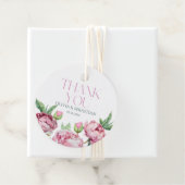 赤面ピンク牡丹の水彩ありがとう フェイバータグ (インサイチュ)