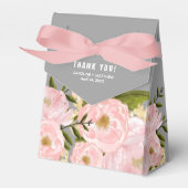 赤面ピンク牡丹の水色グレー結婚ズ フェイバーボックス (正面サイド)