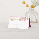 赤面ピンク牡丹の緑のフローラ プレイスカード (正面)