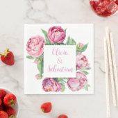 赤面ピンク牡丹ウォーター結婚カラー スタンダードランチョンナプキン (インサイチュ)