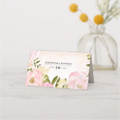 赤面ピンク牡丹ウォーター結婚カラー プレイスカード (裏面)