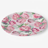 赤面ピンク牡丹ウォーター結婚カラー ペーパープレート (アングル)