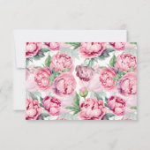 赤面ピンク牡丹ウォーター結婚カラー 出欠カード (裏面)