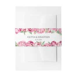 赤面ピンク牡丹ウォーター結婚カラー 招待状ベリーバンド