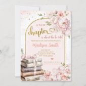 赤面ピンク牡丹ストーリーブックテーマベビーシャワー 招待状 (正面)