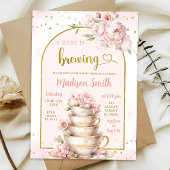 赤面ピンク牡丹ティーパーティーベビーシャワー 招待状