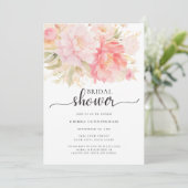 赤面ピンク牡丹フローラブライダルシャワー 招待状 (スタンド正面)