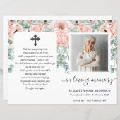 赤面ピンク牡丹フローラ写真葬儀プログラム (正面/裏面)