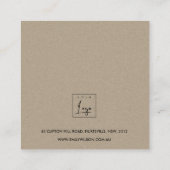 赤面ピンク牡丹フローラ水彩イヤリングディスプレイ スクエア名刺 (裏面)