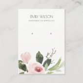 赤面ピンク牡丹フローラ水彩イヤリングディスプレイ 名刺 (正面)