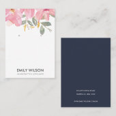 赤面ピンク牡丹フローラ水彩イヤリングディスプレイ 名刺 (正面/裏面)