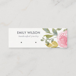 赤面ピンク牡丹フローラ水色イヤリングディスプレイ スキニー名刺