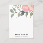 赤面ピンク牡丹フローラ水色イヤリングディスプレイ 名刺 (正面)