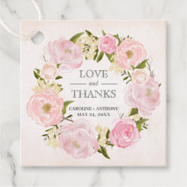 赤面ピンク牡丹リース結婚ズサンキューユー フェイバータグ