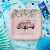 赤面ピンク牡丹ヴィンテージトラックブライダルシャワー ペーパープレート (パーティー)