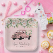 赤面ピンク牡丹ヴィンテージトラックブライダルシャワー ペーパープレート (パーティー)