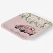 赤面ピンク牡丹ヴィンテージトラックブライダルシャワー ペーパープレート (傾斜あり)