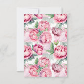 赤面ピンク牡丹QRコード結婚ズ 出欠カード (裏面)