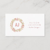 赤面ピンク牧草地フローラリースファッション設計者 名刺 (正面)