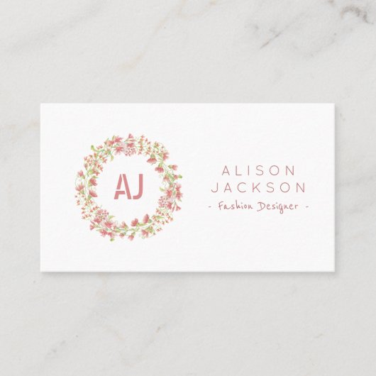 赤面ピンク牧草地フローラリースファッション設計者 名刺 (正面)
