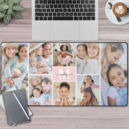 赤面ピンク独自の8フォトコラージュを作成 デスクマット