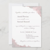 赤面ピンク白いグレーの水色エレガントな結婚式 招待状 (正面)