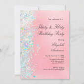 赤面ピンク白グリッター30th生気のあるそぶりをした児 招待状 (正面)