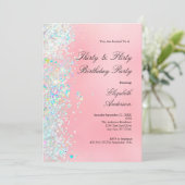 赤面ピンク白グリッター30th生気のあるそぶりをした児 招待状 (スタンド正面)