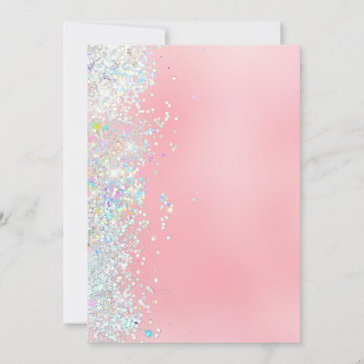 赤面ピンク白グリッター30th生気のあるそぶりをした児 招待状 (裏面)