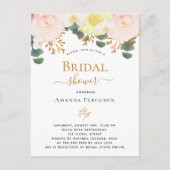 赤面ピンク白フローラ黄ブライダルシャワー ポストカード (正面)