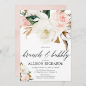 赤面ピンク白色フローラ小豆色の秋分岐腺 招待状 (正面/裏面)