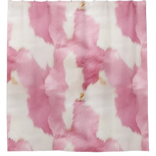 赤面ピンク白金ゴールド牛皮動物 シャワーカーテン (正面)