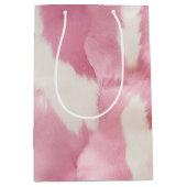 赤面ピンク白金ゴールド牛皮動物 ミディアムペーパーバッグ (正面)