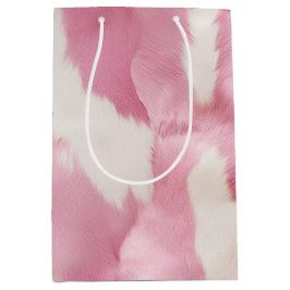 赤面ピンク白金ゴールド牛皮動物 ミディアムペーパーバッグ