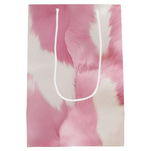 赤面ピンク白金ゴールド牛皮動物 ミディアムペーパーバッグ (裏面)