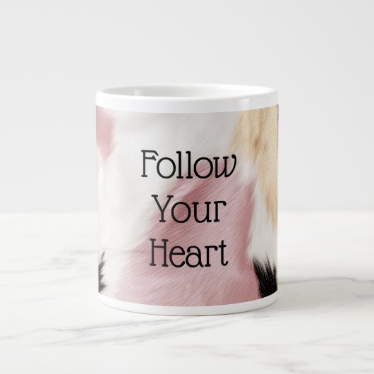 赤面ピンク白金ゴールド黒牛皮動物 ジャンボコーヒーマグカップ (正面)