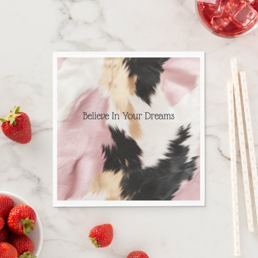 赤面ピンク白金ゴールド黒牛皮動物 スタンダードランチョンナプキン (インサイチュ)