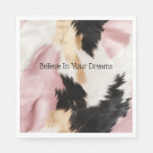 赤面ピンク白金ゴールド黒牛皮動物 スタンダードランチョンナプキン (正面)