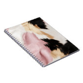 赤面ピンク白金ゴールド黒牛皮動物 ノートブック (右側)