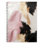 赤面ピンク白金ゴールド黒牛皮動物 ノートブック (正面)