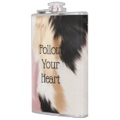 赤面ピンク白金ゴールド黒牛皮動物 フラスク (左)