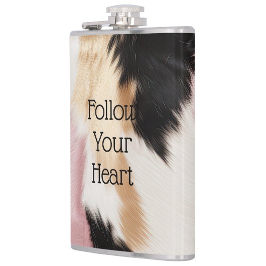 赤面ピンク白金ゴールド黒牛皮動物 フラスク (左)