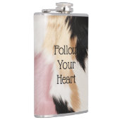 赤面ピンク白金ゴールド黒牛皮動物 フラスク (右)