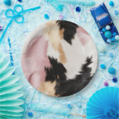 赤面ピンク白金ゴールド黒牛皮動物 ペーパープレート (パーティー)