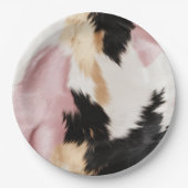 赤面ピンク白金ゴールド黒牛皮動物 ペーパープレート (正面)