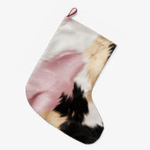 赤面ピンク白金ゴールド黒牛皮動物 ラージクリスマスストッキング (正面 (吊り時))