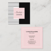 赤面ピンク白黒エレガント広場ビジネスカ スクエア名刺 (正面/裏面)